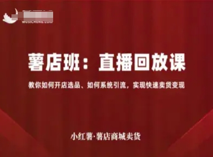 小红薯薯店商城卖货直播回放课,教你如何开店选品、如何系统引流,实现快速卖货变现-淘金日记
