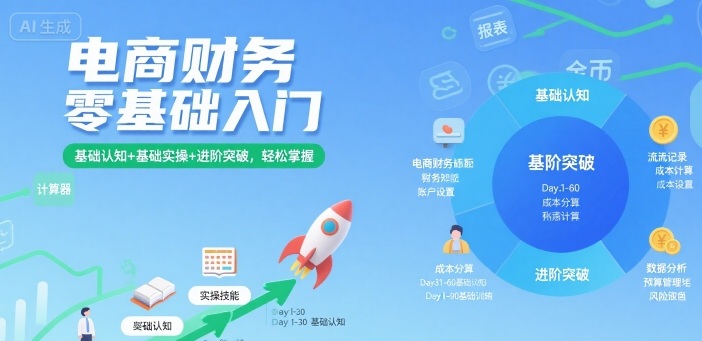 电商财务零基础入门,基础认知+基础实操+进阶突破,轻松掌握-淘金日记