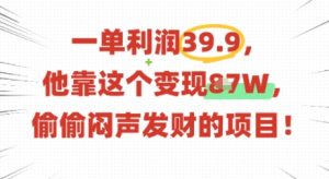 一单利润39.9，有人靠这个变现几十个，偷偷闷声发财的项目-淘金日记