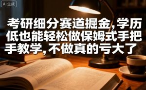 考研细分赛道掘金,日入1k+,学历低也能轻松做保姆式手把手教学,不做真的亏大了【揭秘】-淘金日记