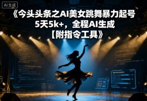今日头条之AI美女跳舞暴力起号,5天1k+,全程AI生成【附指令工具】-淘金日记