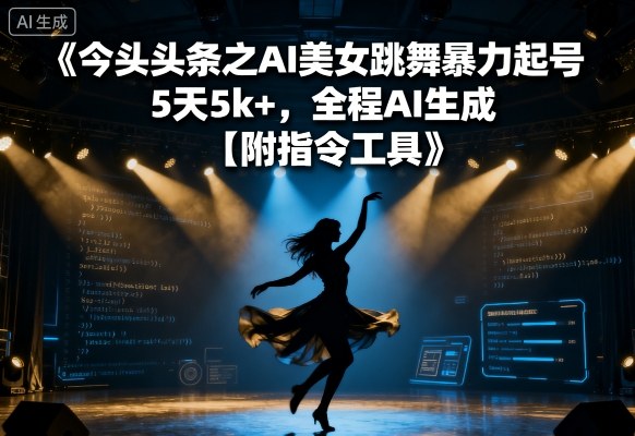 今日头条之AI美女跳舞暴力起号,5天1k+,全程AI生成【附指令工具】-淘金日记