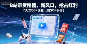 B站带货秘籍,新风口,抢占红利,7天2k+佣金【附SOP手册】-淘金日记
