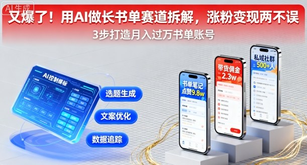 又爆了！用AI做长书单赛道拆解，涨粉变现两不误-淘金日记