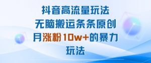 抖音高流量玩法:无脑搬运条条原创,月涨粉10w+的暴力玩法-淘金日记