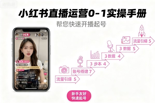 小红书直播运营0-1实操手册,帮您快速开播起号-淘金日记