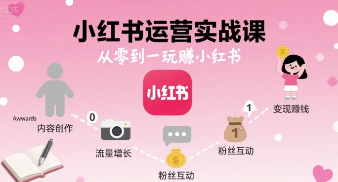 小红书运营实战课,从零到一玩賺小红书-淘金日记