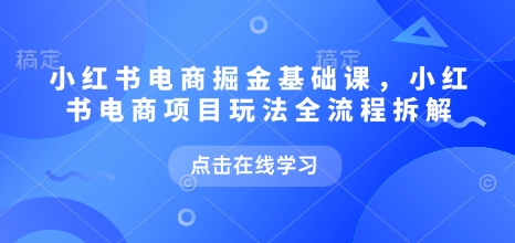 小红书电商掘金课,小红书电商项目玩法全流程拆解(更新9月)-淘金日记