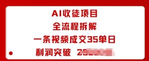 AI收徒项目全流程拆解一条视频成交35单日利润突破1k+-淘金日记