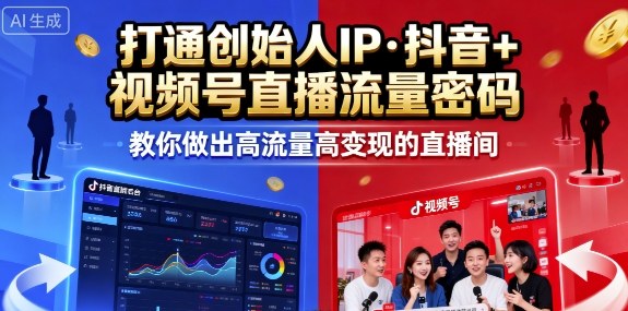 25年直播9-10两期线下课，打通创始人IP，抖音+视频号直播流量密码，教你做出高流量高变现的直播间-淘金日记