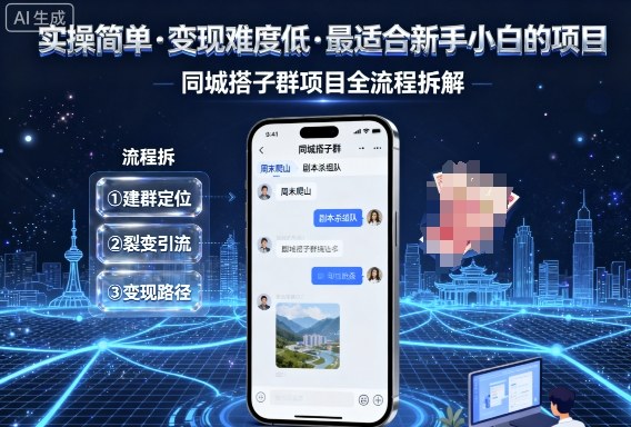 实操简单，变现难度低，最适合新手小白做的项目，每天轻松收入3张，同城搭子群项目全流程拆解-淘金日记