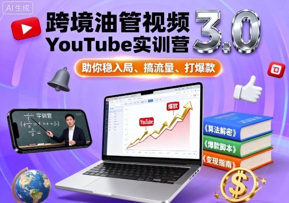 跨境油管视频YouTube实训营3.0,助你稳入局、搞流量、打爆款-淘金日记