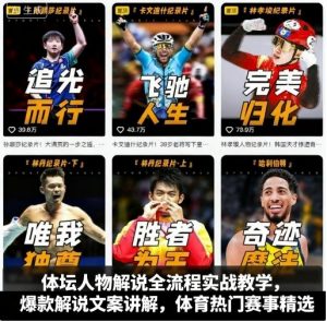 体坛人物解说全流程实战教学,爆款解说文案讲解,体育热门赛事精选-淘金日记