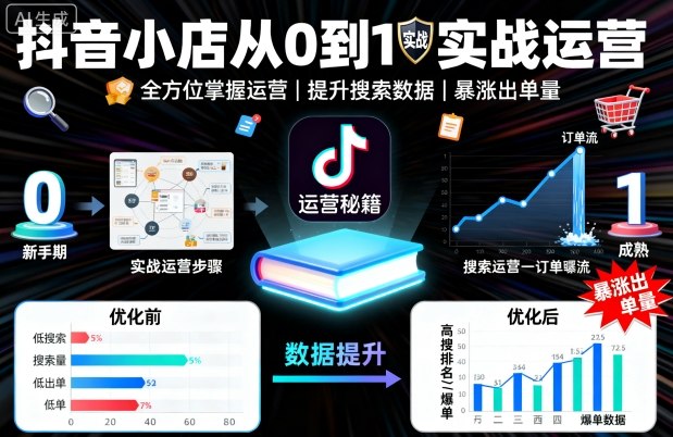 抖音小店从0到1实战运营，帮你全方位掌握小店运营，提升搜索数据与出单量-淘金日记
