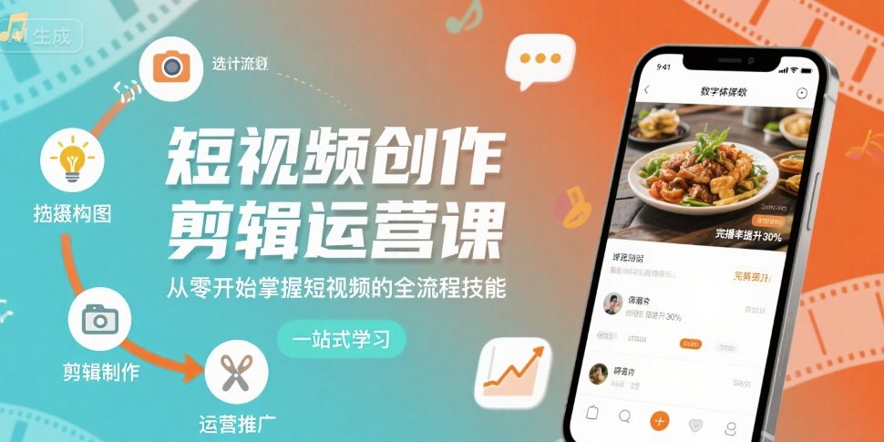 短视频创作剪辑运营课，从零开始掌握短视频的全流程技能-淘金日记