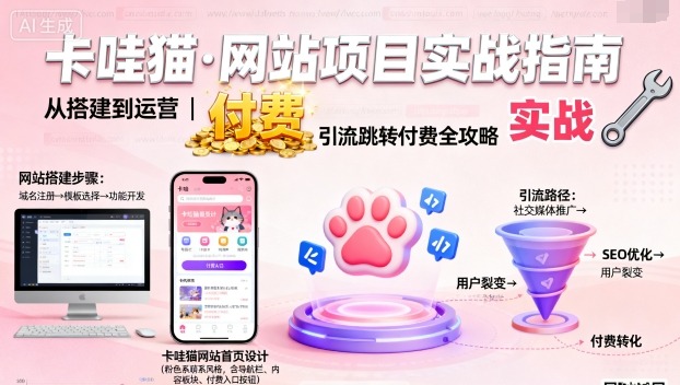 卡哇猫·网站项目,网站搭建与运营以及引流跳转付费-淘金日记