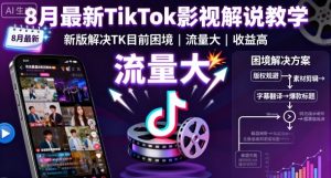 8月最新TikTok影视解说教学,新版解决TK目前困境,流量大,收益高-淘金日记