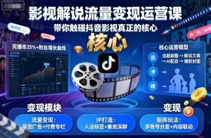 影视解说流量变现运营课,带你触碰抖音影视真正的核心-淘金日记