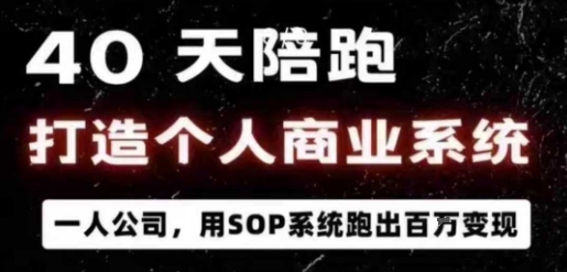 40天陪跑打造个人商业系统,一人公司,用SOP系统跑出百W变现-淘金日记