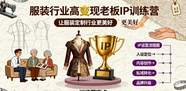 服装行业高变现老板IP训练营,让服装定制行业更美好-淘金日记