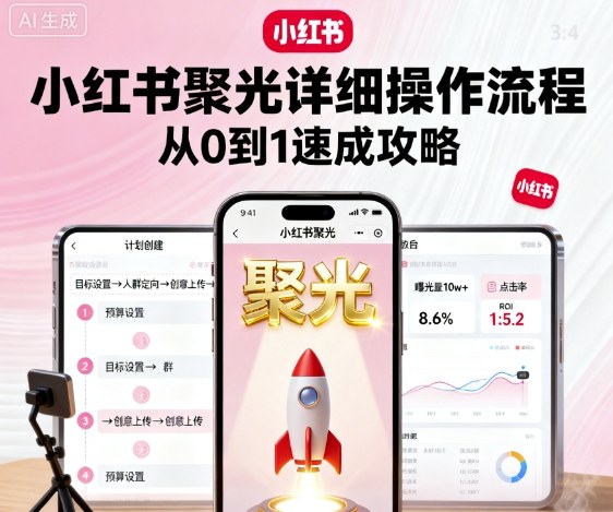 小红书聚光详细操作流程,小红书聚光从0到1速成攻略-淘金日记