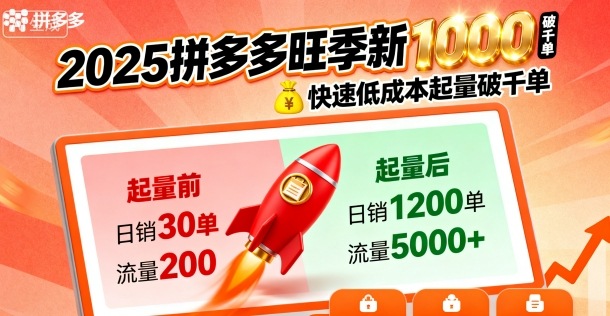 2025拼多多旺季新老店铺——快速低成本起量破千单-淘金日记