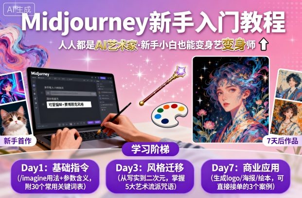 midjourney新手入门教程:人人都是AI艺术家,新手小白也能变身艺术大师-淘金日记