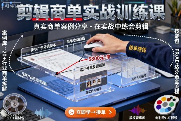 剪辑商单实战训练课,真实商单案例分享,在实战中练会剪辑-淘金日记