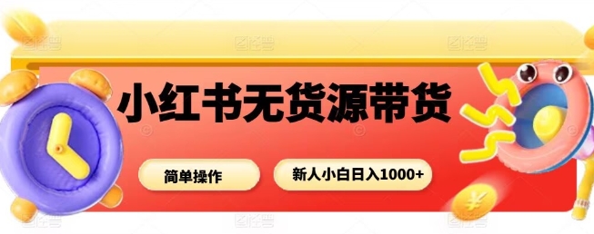 小红书无货源带货项目,简单无脑,新人小白日入多张-淘金日记