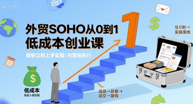 外贸SOHO从0到1低成本创业课，能够立刻上手实操与落地执行-淘金日记