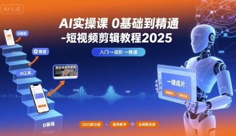 AI实操课0基础到精通-短视频剪辑教程2025-淘金日记