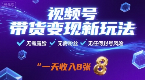 视频号带货变现新玩法,无需露脸,无需粉丝,无任何封号风险,一天收益8张【揭秘】-淘金日记
