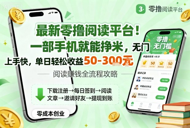 最新零撸阅读平台！一部手机就能挣米，无门槛上手快，单日轻松收益50-3张【揭秘】-淘金日记