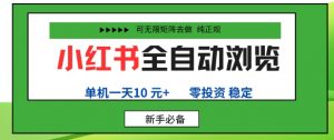小红书全自动浏览项目，零投资，全程手机去跑，单账号一天10米+，可无限矩阵去做【揭秘】-淘金日记