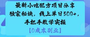 最新小吃配方项目分享独家秘诀，线上单日5张，手把手教学实操-淘金日记