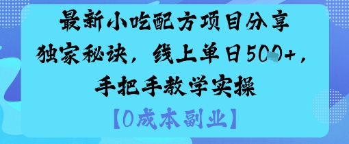 最新小吃配方项目分享独家秘诀，线上单日5张，手把手教学实操-淘金日记