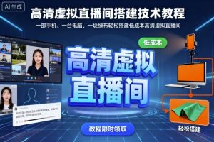 高清虚拟直播间搭建技术教程，一部手机、一台电脑、一块绿布轻松搭建低成本高清虚拟直播间-淘金日记