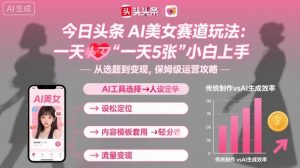 今日头条AI美女赛道玩法,一天轻松5张,小白轻松上手-淘金日记