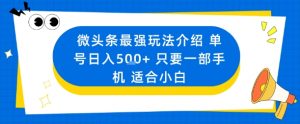 微头条最强玩法介绍一个号日入5张+只要一部手机适合小白-淘金日记