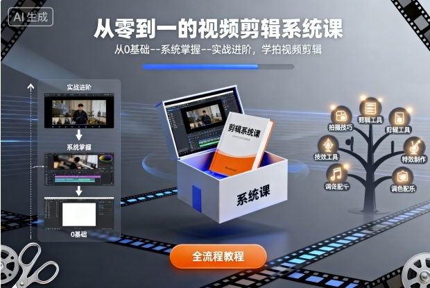 从零到一的视频剪辑系统课，从0基础–系统掌握–实战进阶，学拍视频剪辑-淘金日记