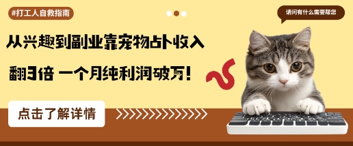 从兴趣到副业靠宠物占卜收入翻3倍一个月纯利润破W-淘金日记