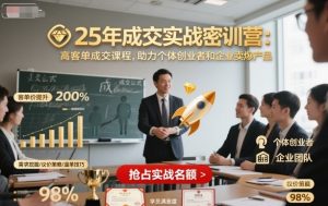 25年成交实战密训营,高客单成交课程,助力个体创业者和企业卖爆产品-淘金日记