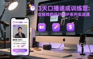 3天口播速成训练营,会搞钱的设计师IP系列实战课-淘金日记