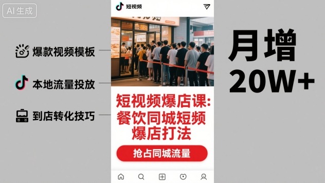 短视频爆店课,餐饮同城短视频爆店打法-淘金日记
