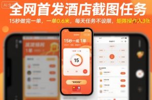 全网首发酒店截图任务,15秒做完一单,一单0.6米,每天任务不设限,矩阵操作日入3张【揭秘】-淘金日记