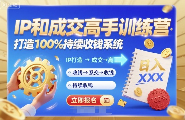 带你成为IP和成交高手的训练营，打造100%持续收钱系统-淘金日记