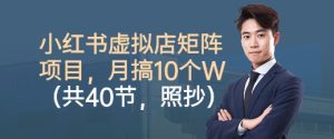 小红书虚拟店矩阵项目，照抄照做，月搞1W+（共40节）-淘金日记