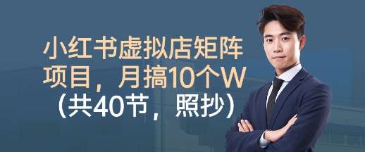 小红书虚拟店矩阵项目，照抄照做，月搞1W+（共40节）-淘金日记