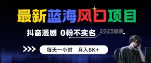 最新蓝海风口项目，抖音漫剧，0粉不实名每天一小时，月入8K+【揭秘】-淘金日记