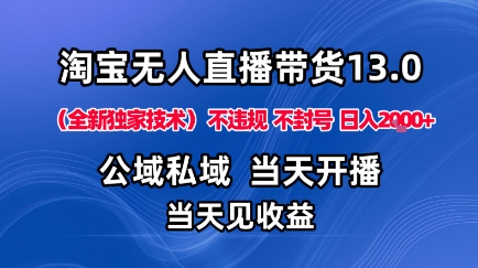 淘宝无人直播13.0,公域私域技术,不封号,不违规布局下半年旺季赛道,日入1K+(独家技术)【揭秘】-淘金日记
